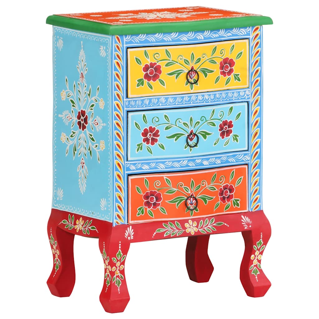 Hand Painted Nightstand 40 x 30 x 60 cm Solid Mango Wood