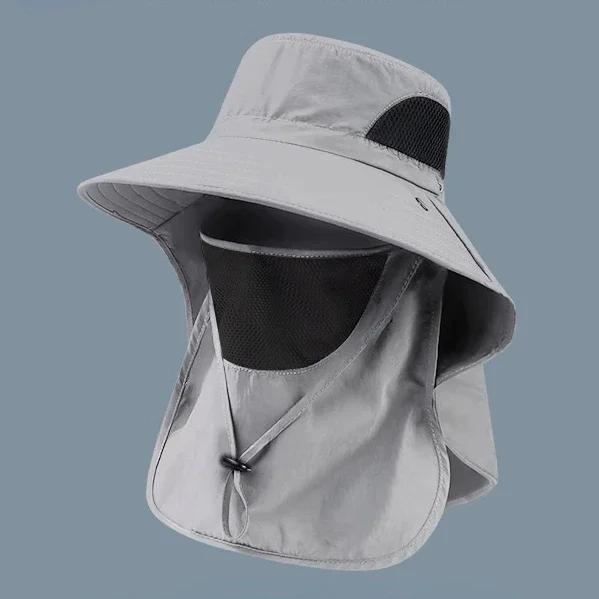 Chapeau de soleil d'été avec protection UV pour homme et femme, casquette de chasse, de pêche, de randonnée, de camping, visière, chapeau seau, rabat de cou, chapeau de pêcheur