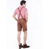 Adult Men's Beer Festival Costume Pink Checked Shirt Suspender Suit Stage Performance Costume