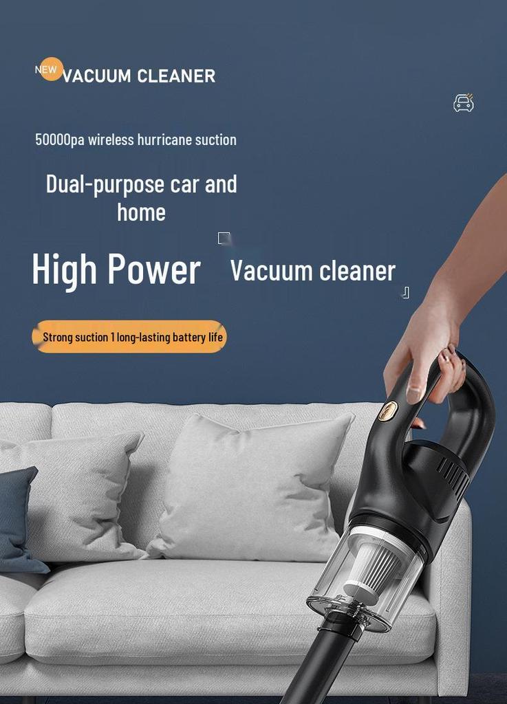 Portable Handheld High-Power Vacuum Cleaner with Wireless Charging and Strong Suction for Home and Car Use