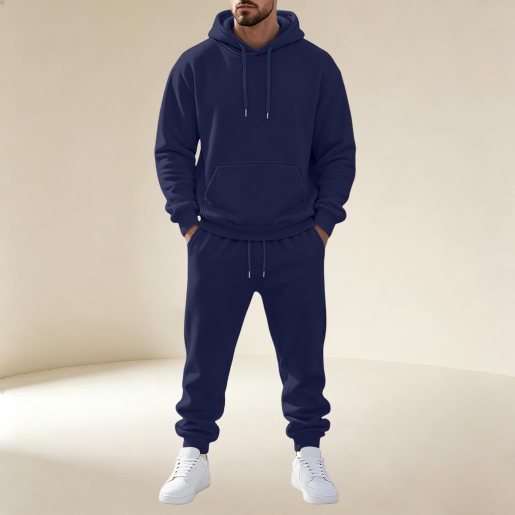 Men's Pullover Hoodie Sweatshirt Athletic Set for Training and Casual Wear