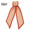 Decorative Door Bow Fall Scalloped Wreath Sash for Front Door, 55 Inch Plaid Gingham Autumn Ribbon Thanksgiving Harvest Yard Porch Doorway Indoor