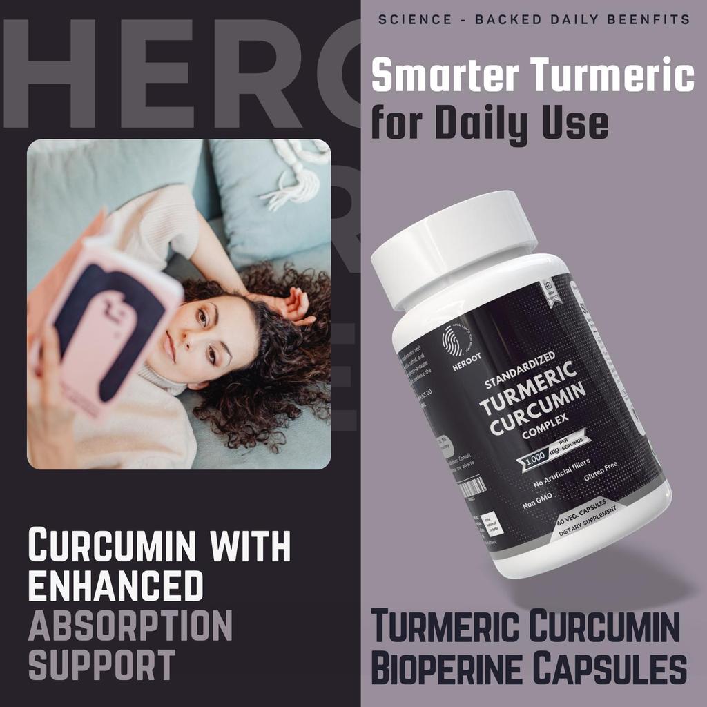 כמוסות כורכום כורכומין עם ביופרין | 1000 מ"ג | תוסף תזונה