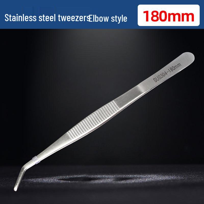 Extra Long 304 Stainless Steel Bent Tip Tweezers - Anti-Static Gardening & Planting Tool