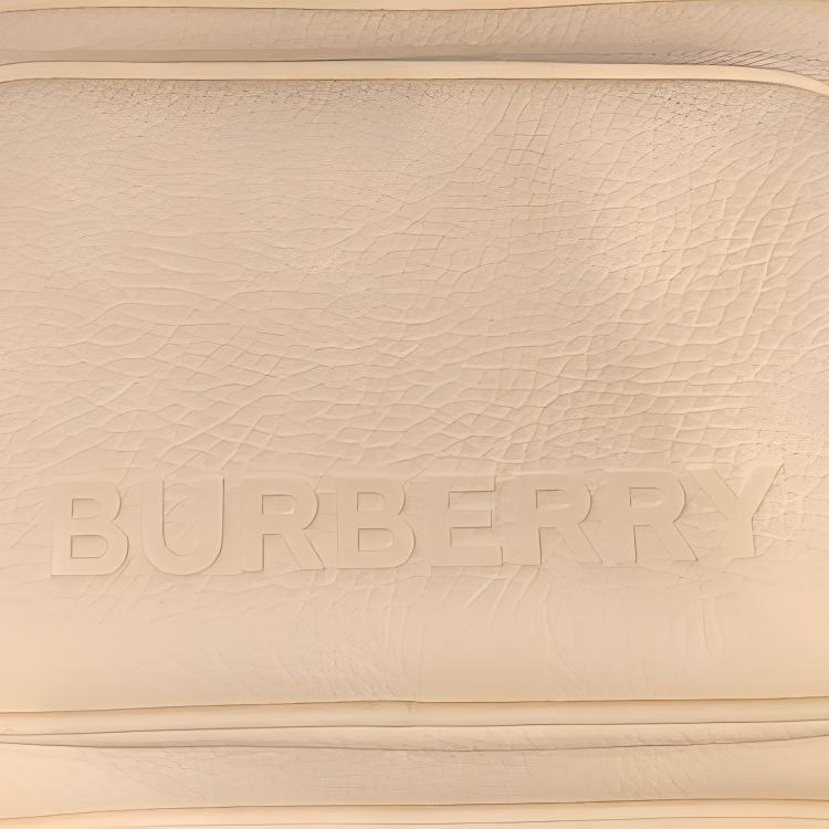 Burberry Letter Logo Embossed Zipper Closure Leather Camera Bag Women Shoulder Bag Beige 80653031