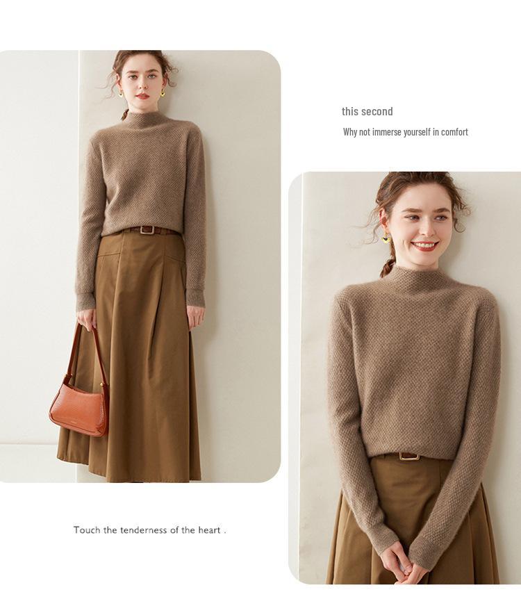 Women's Cashmere High-Neck Sweater: Warm, Comfortable, Loose Fit Knitwear for Autumn and Winter