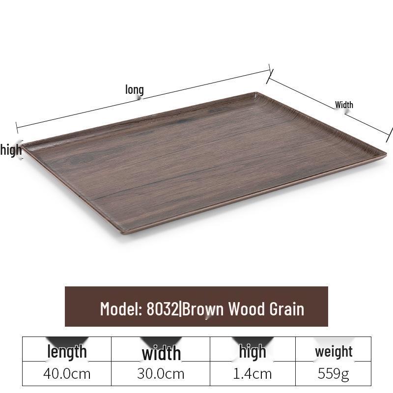 Plateau rectangulaire en plastique noir nordique pour chambre d'hôtel, tasses à thé et à eau, articles de toilette et vaisselle de restauration