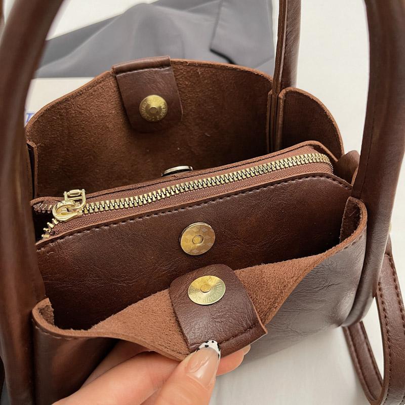 Women's New Shoulder Bag, Solid Color Artificial Leather Handbag, Fashionable Casual Crossbody Bag