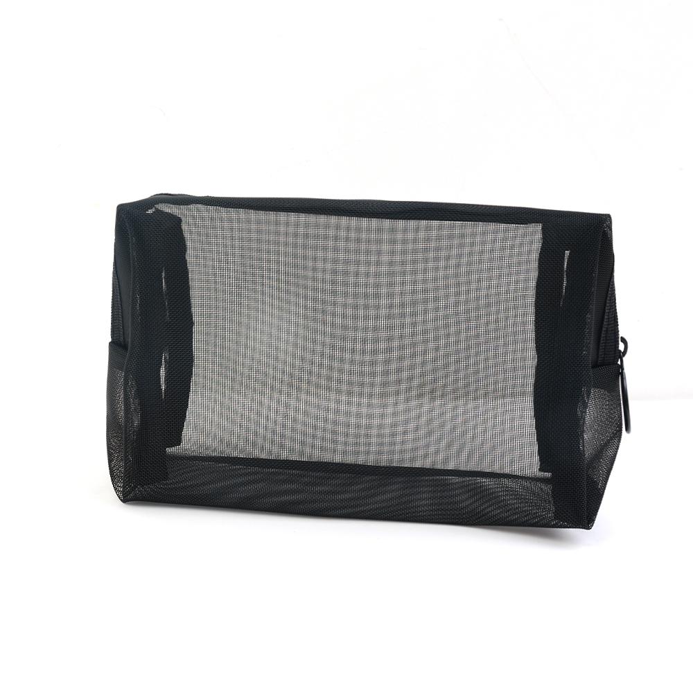 1/3pcs Black Mesh Bags Clear Cosmetic Stationery Wash Toiletry Zipper Pouch Small Large Portable Travel Organizer Makeup Bag