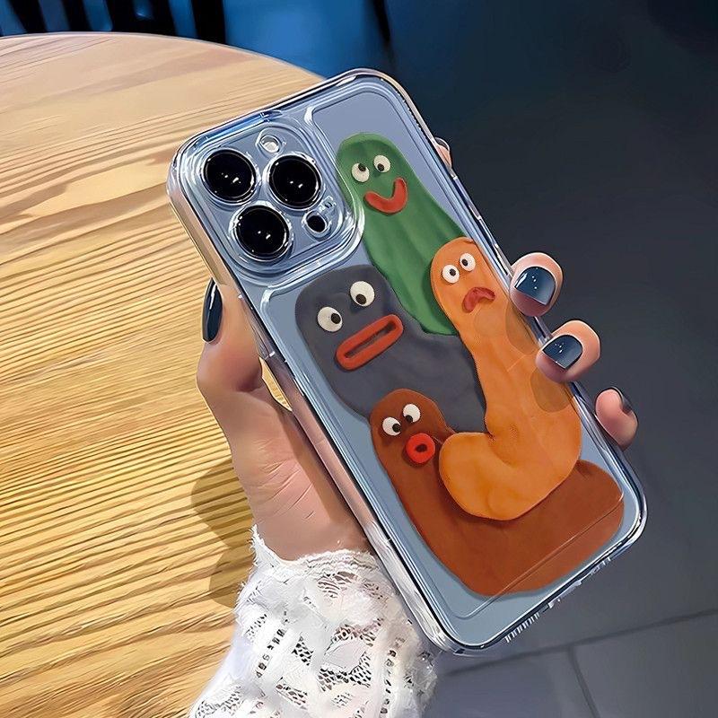 Muddy Funny Expression phone case For IPhone 16 PRO 15 14 13 12 11 Promax 16E 7 8 X XR 8plus Transparent Soft Shell