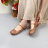 Genuine Leather Shallow Buckle Low Heel Shoes Solid Color Round Toe Versatile Women's Pumps