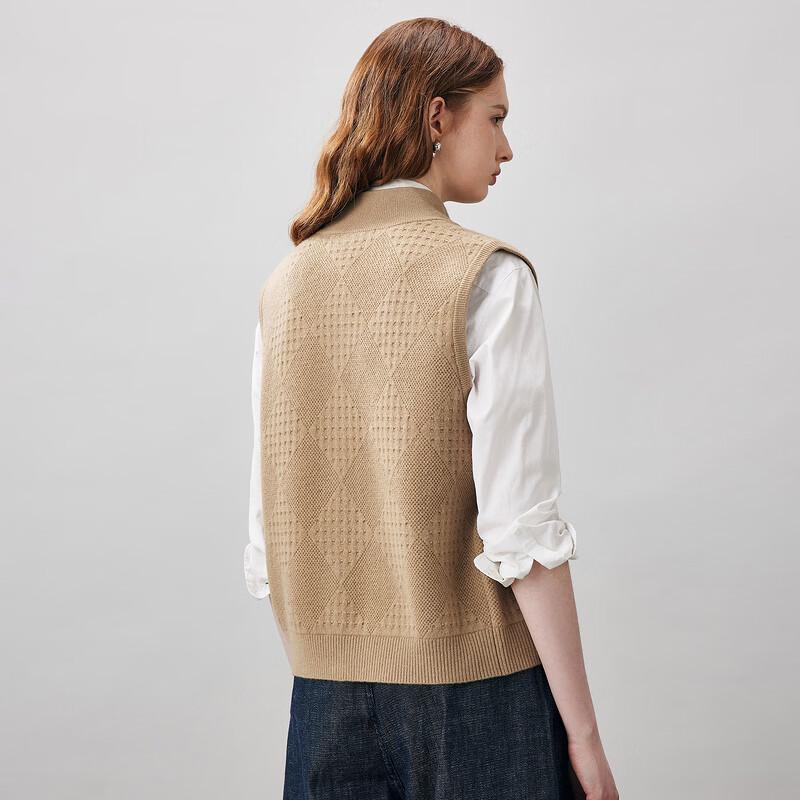 Women's 100% Wool Mock Neck Two-Way Zipper Knitted Vest