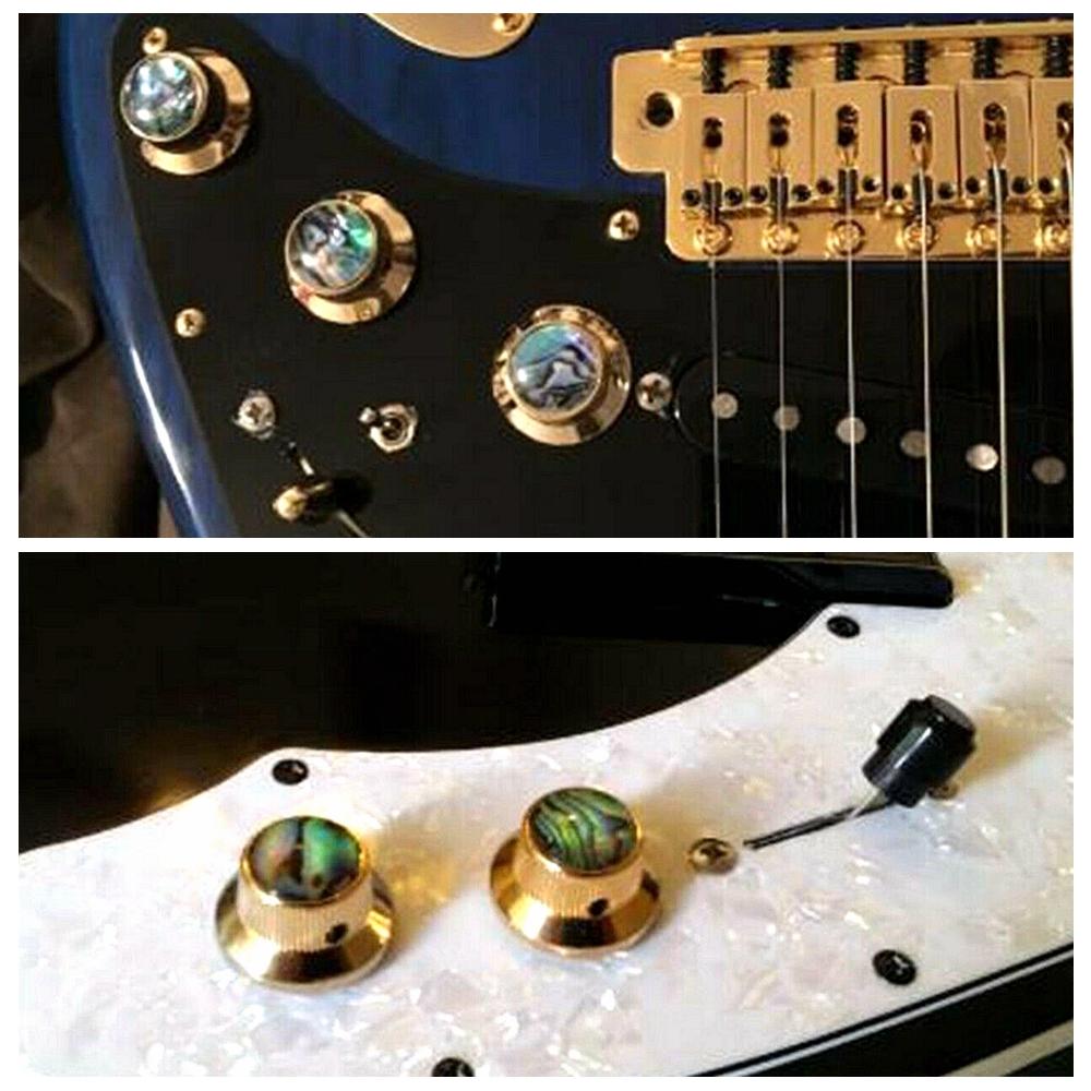 1pcs Abalone Top Guitar Bass Knobs Strat Metal Knobs for 6mm Shaft Pots 3 Colors