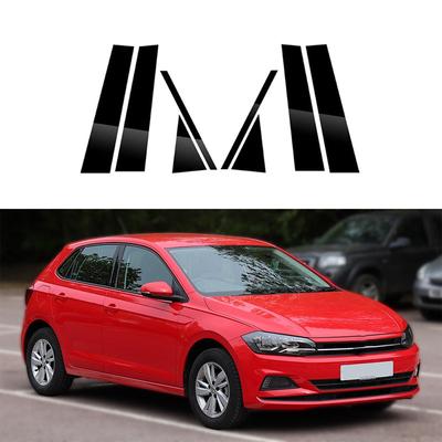8pcs Glossy Black Car Window Pillar Posts Trim Cover Fit For Volkswagen Polo 5-door Hatchback 2019-2023 Car Stickers