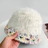 Spring and Autumn Warm Ear Protector Color Dopamine Plush Knitted Bucket Cap