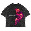 STREET CUTURE Slogan Flame Skull Printed Vintage T-shirt Loose Fit Unisex Trendy Brand Style Daily Casual Street Versatile Top