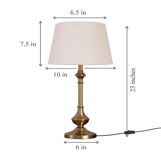 Lampe de Table en Laiton Finition Antique Or Élégante avec Abat-jour Blanc Cassé Pour Chambre, Chevet, Salon, Décoration de Maison, Hôtel Ampoule LED Incluse