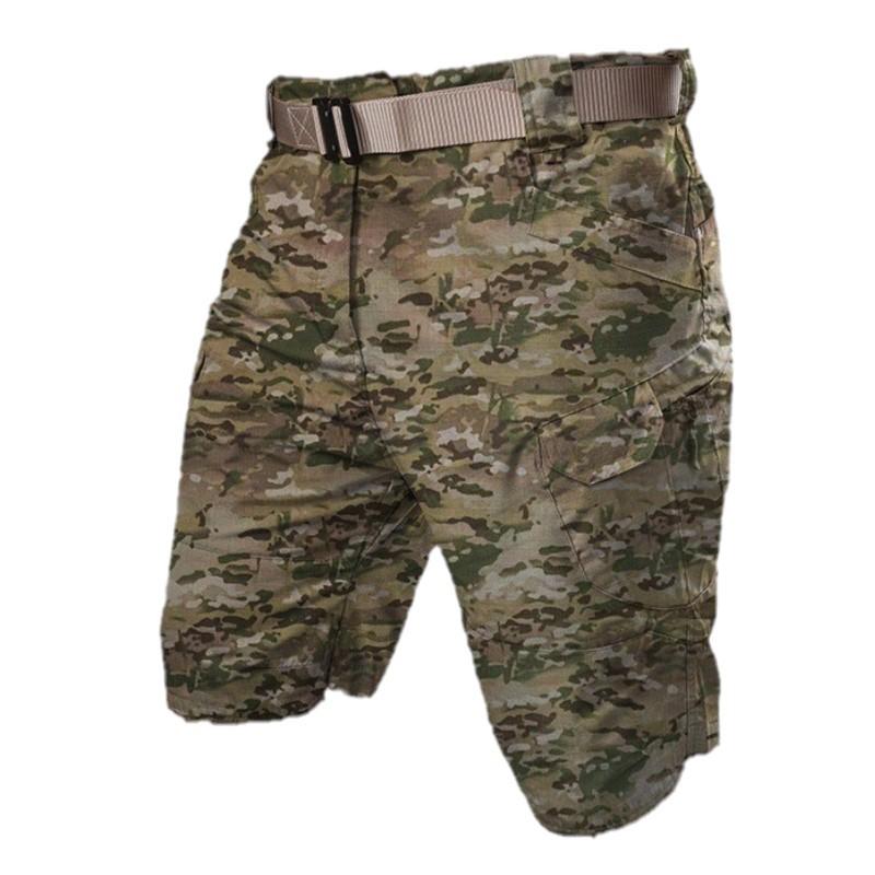 Four Four Heren Stedelijke Militaire Tactische Shorts Outdoor Waterdichte Slijtvaste Cargo Shorts Sneldrogend Multi-pocket Plus Size Wandelbroek M camouflagegroene kleur