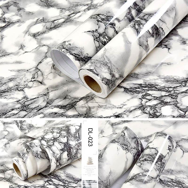5Meter PVC Marble Pattern Self-Adhesive Wallpaper Oil-Proof Waterproof Decorative Film for Desktop Window Sill Wall Kitchen