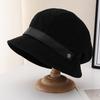 Corduroy Bucket Hat Women's New Autumn and Winter Retro Versatile Big Head Circumference Beret Showing Washbasin Hat