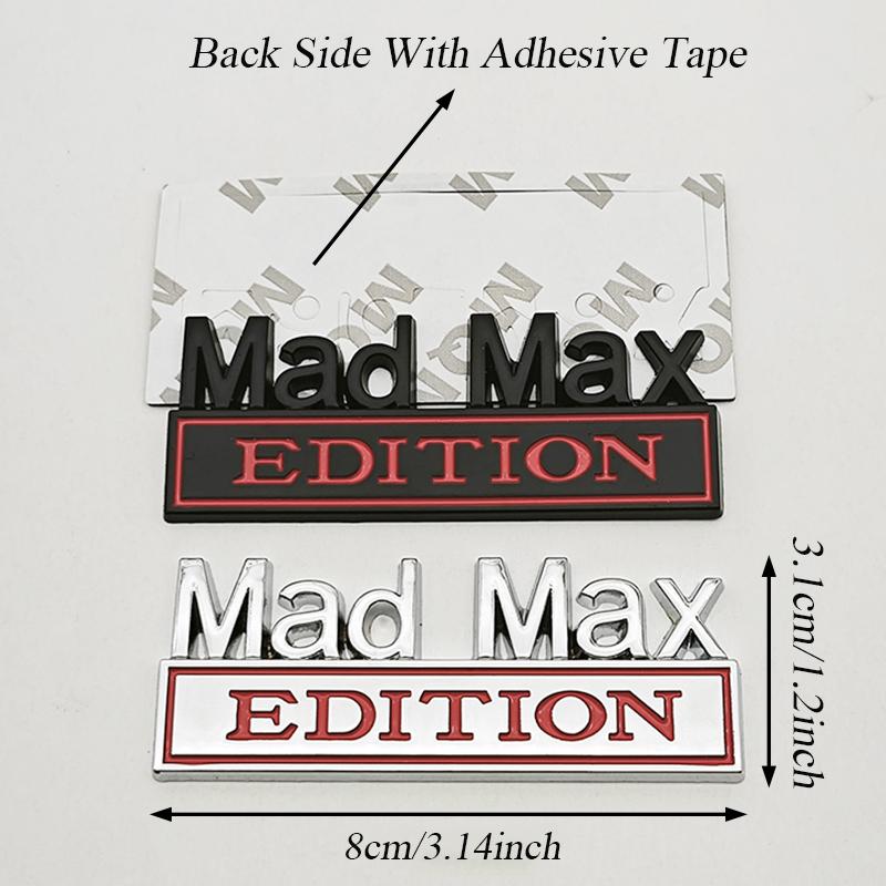 3D Logo Mad Max Edition Emblem Sticker Badge Fender Funny Decals Car Truck Replacement Door Decoration for Universal Car SUV