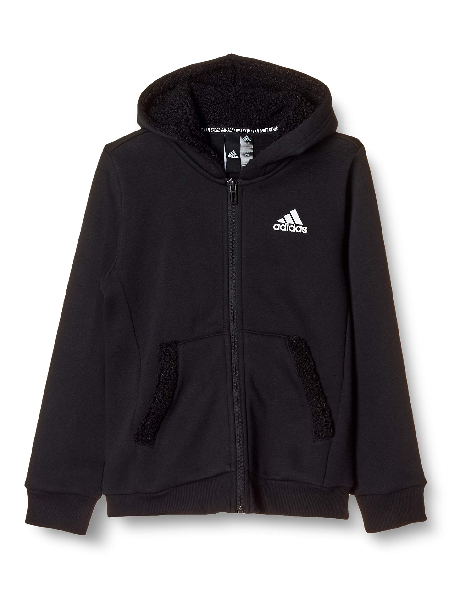 

Adidas Winter Sweatshirt Hoodie for Japan J120 to Japanese size Must-Have Full-Zip Boys, Black/White (GE0650), (equivalent 120)
