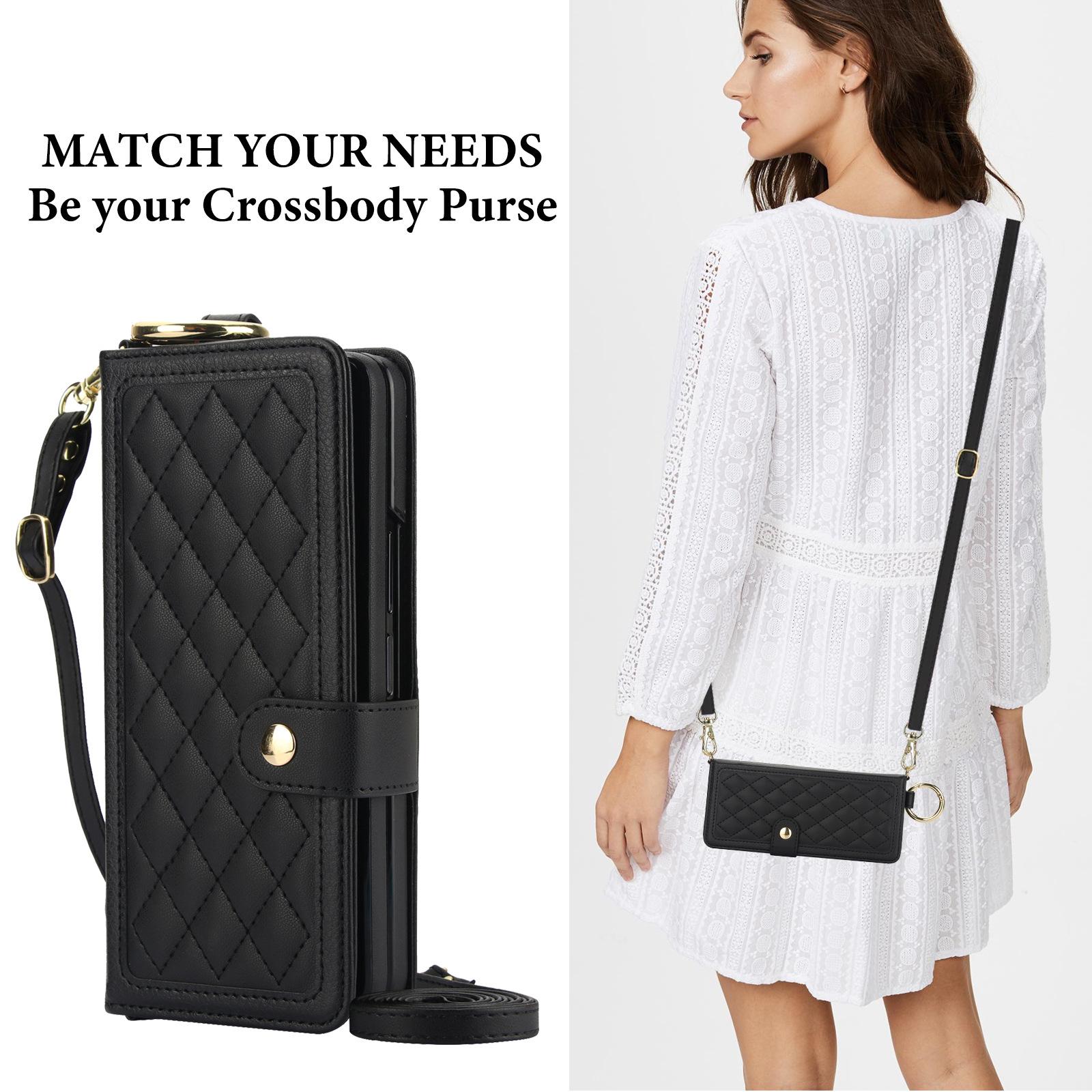 

Чехол для мобильного телефона Samsung ZFOld6 со слотом для стилуса, складной, в стиле «маленький аромат», кожаный чехол для мобильного телефона FOld7, защитный чехол с ремешком на запястье для женщин Galaxy Z FOld7