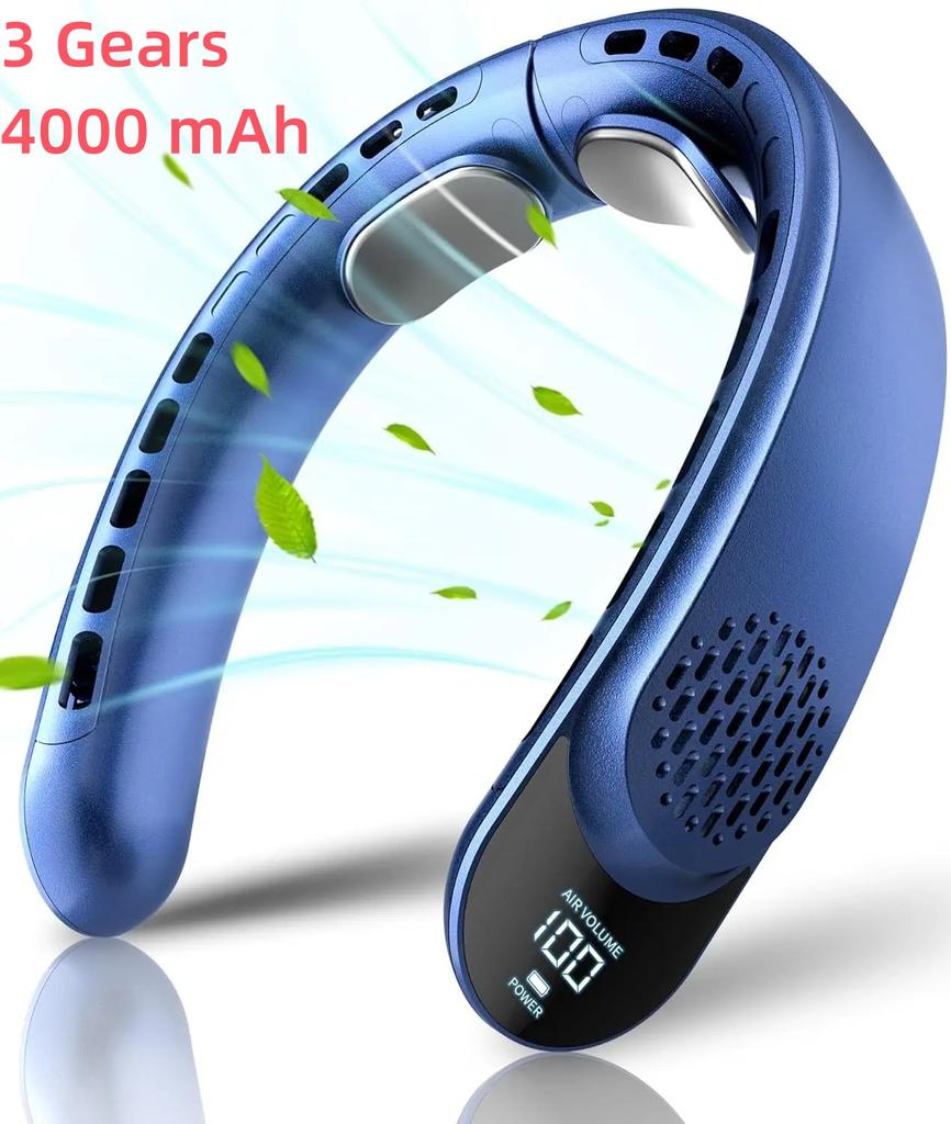 2024 New Quad-Core USB Neck Fan Turbine Vaneless Design Easy Simple Control and Carry for Outdoor Portable Portable Summer Gift