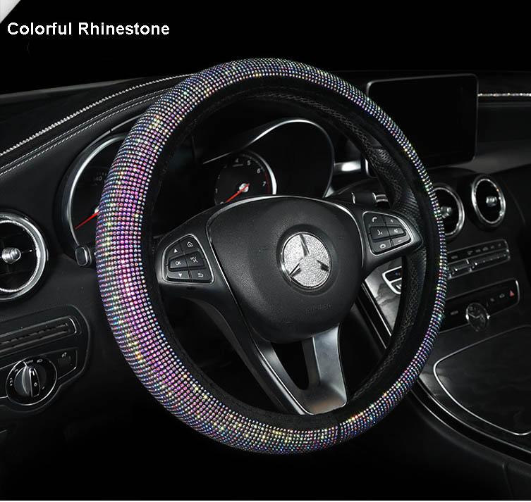 

Роскошные хрустальные красочные чехлы на руль автомобиля со стразами, женские чехлы на руль с стразами для автомобиля, аксессуары для интерьера