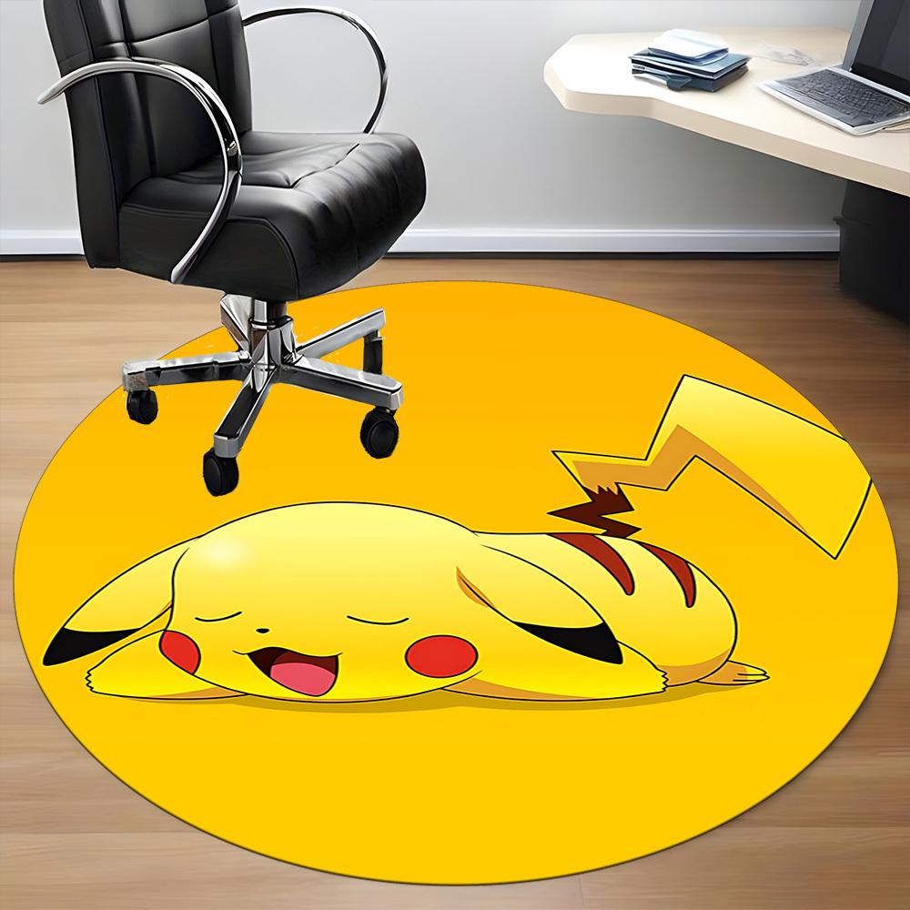 1pc Pikachu Sleep Office Round Area Rug, Indoor Mat Suitable For Office, Under Office Chairs Bedroom Living Room Home Decor, Room Deco