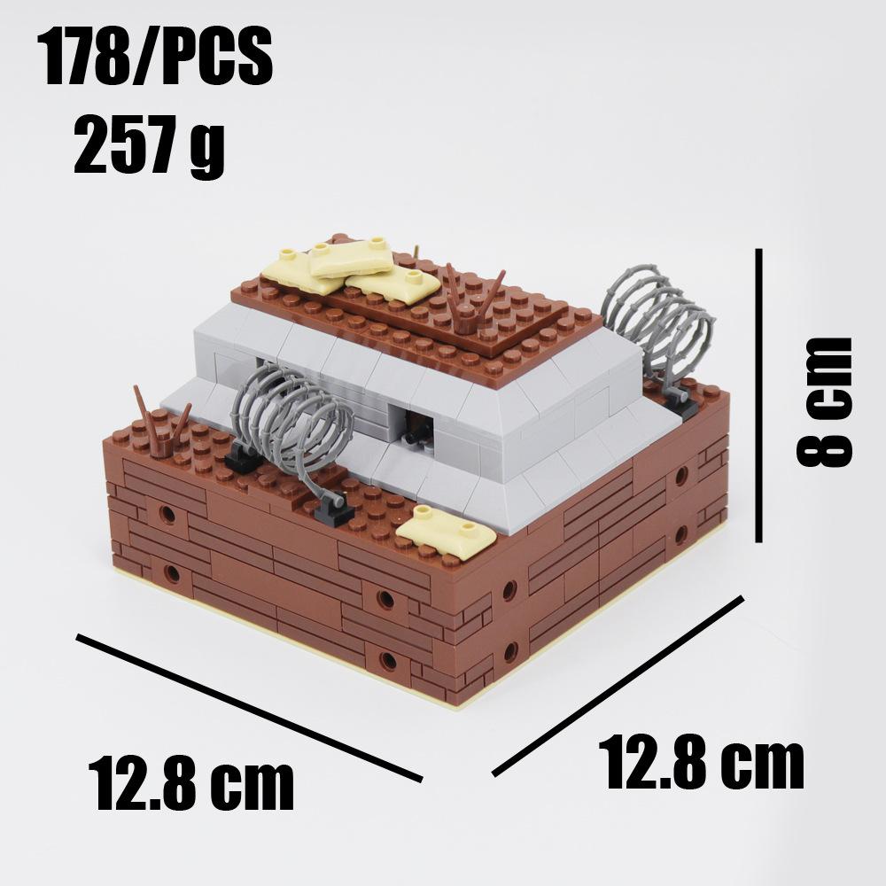Small Particle Assembled Building Block Trench Fortress Bunker Military Series Battlefield Modular Scene Ornament