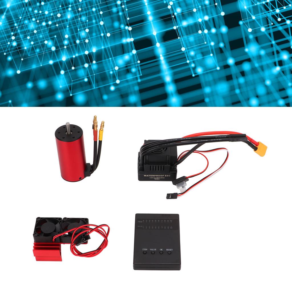 RC Brushless Motor Set S3670 2650KV Motor 120A ESC Radiator with Programming Card for Traxxas for HSP for HPI 1/8