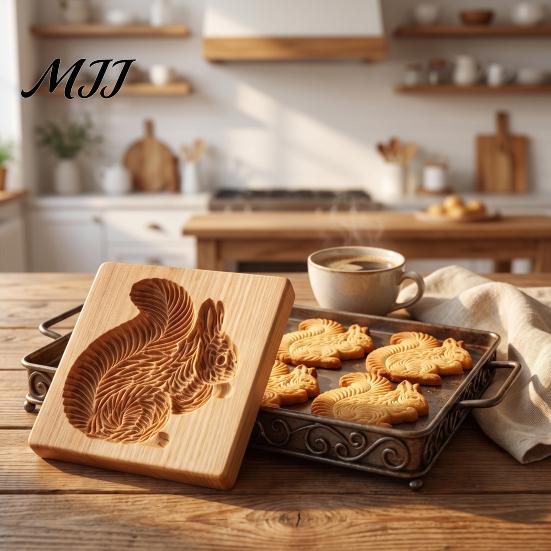 Easy Clean Dough Decorating Tools Wood Cookie Cutter Mold, Round Gingerbread Biscuit Stamp for Professional Pastry Shaping DIY Baking, Cake