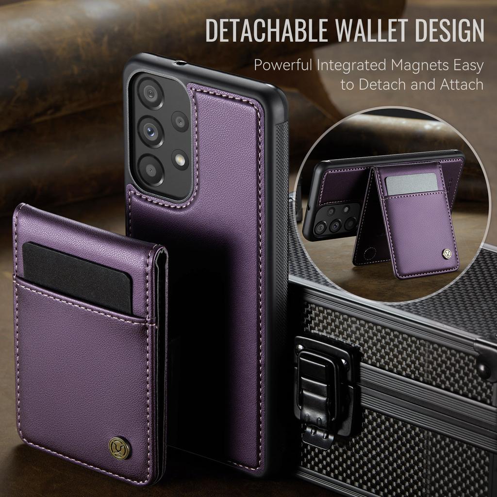 For Samsung Galaxy A33 5G Leather Back Cover Magnetic Case JEEHOOD J06 Phone Case with Card Bag RFID Blocking