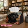 1pc, 2d Flat Printing, Tissue Box Black Dog Pattern with American Flag Printed Tissue Box, Suitable for Bathrooms, Living Rooms, Bedrooms, Dressing Ta
