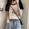 Pure Cotton Short T-shirt Design Summer Hot Girl Short Sleeve Black Loose Top