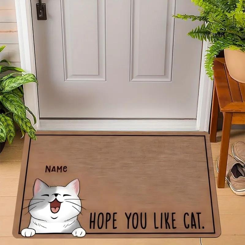 Cute Cats Print Welcome Doormat Non-Slip Machine Washable Carpet for Living Room Bedroom Bathroom Kitchen and Laundry Rug