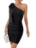 Women's Sexy Strapless Diagonal Shoulder Bowknot Waisted Hip Dresses