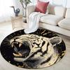 Roaring Tiger Round Area Rug,Carpet Rug for Living Room Bedroom Sofa Playroom Decor,Non-slip Floor Mat