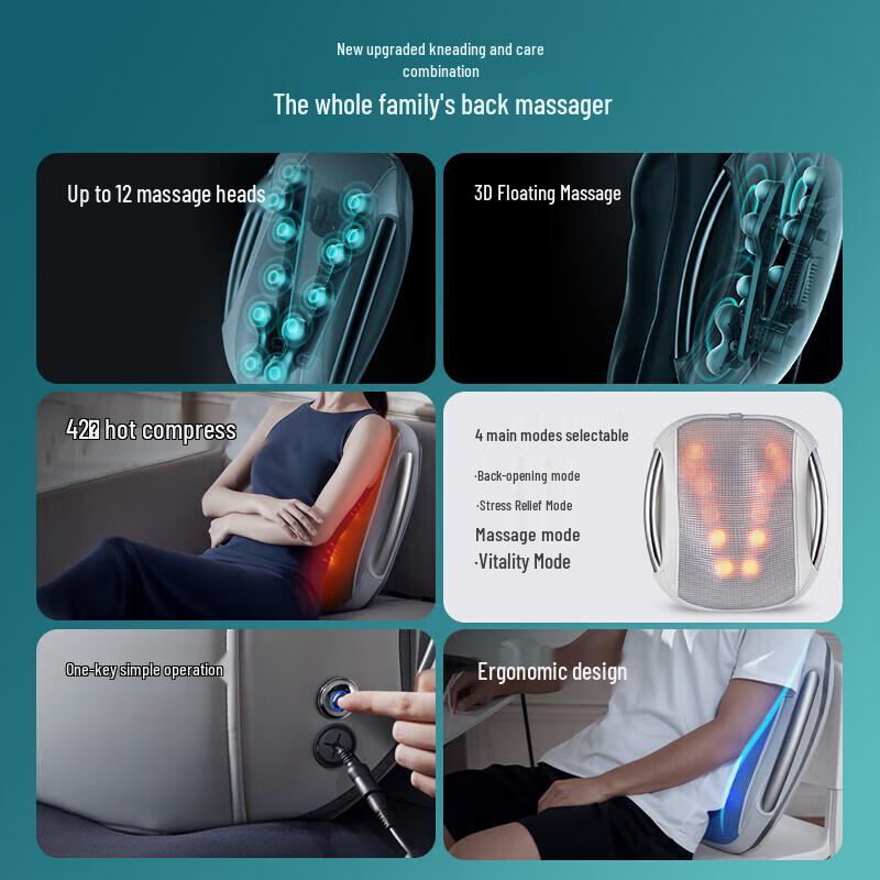 Philips Lumbar & Back Massager Cushion with Heat CN plug (adapter included)