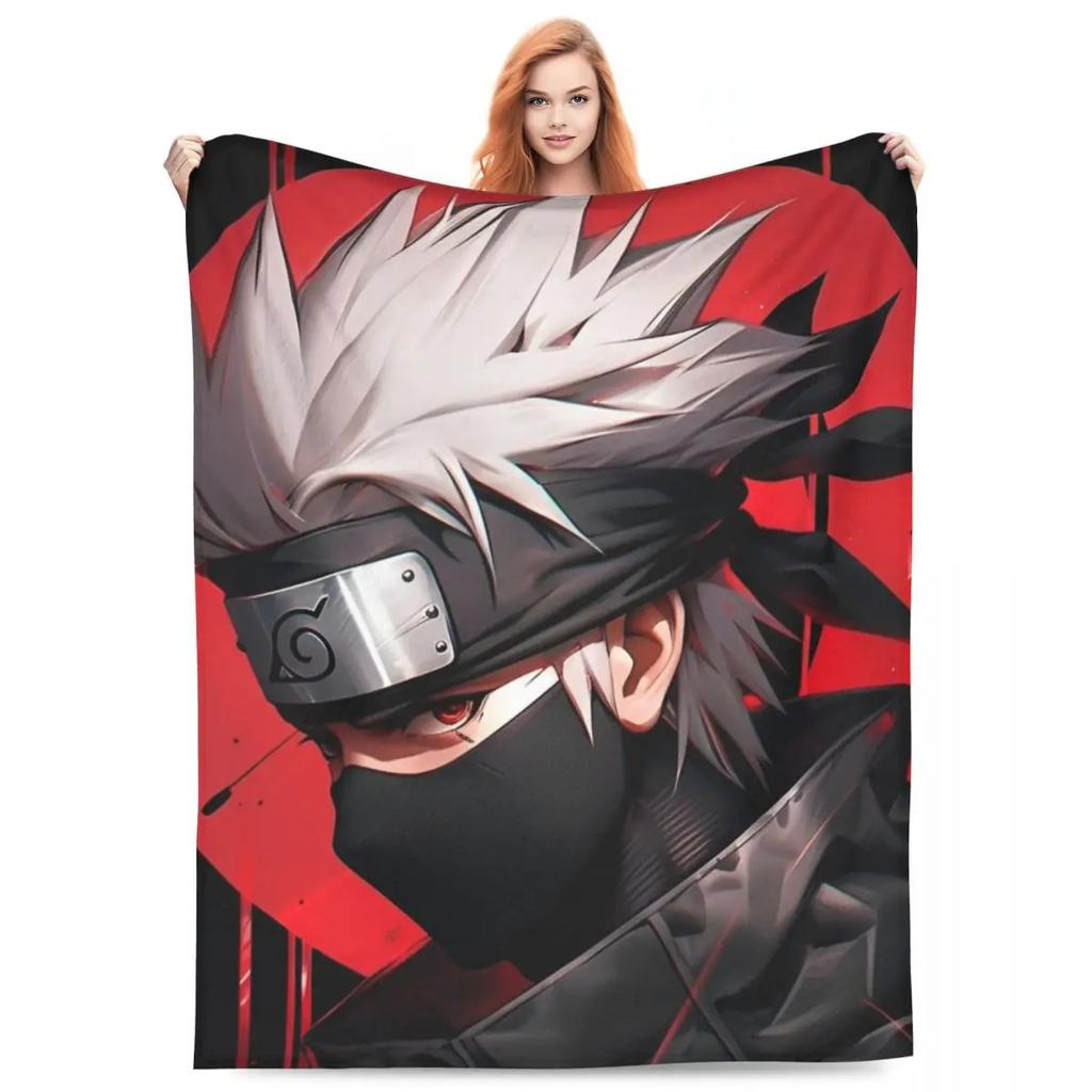 Japanese Anime Graphic Blankets N-Narutos Flannel Novelty Soft Throw Blankets for Home All Season