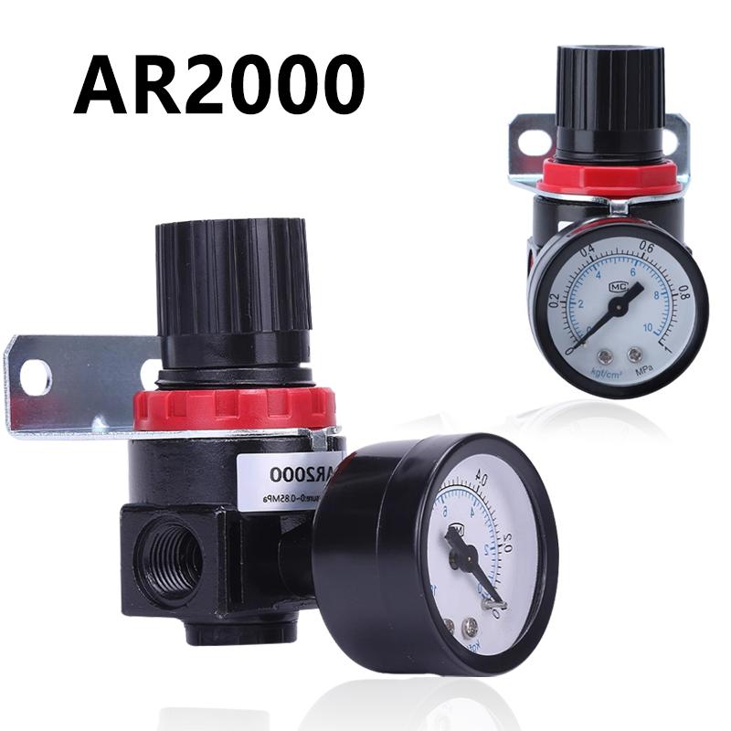 

AR2000 G1/4 Thread Air Control Compressor Pressure Relief Regulator Valve with 4mm 6mm 8mm 10mm 12mm Fitting 1 Pcs