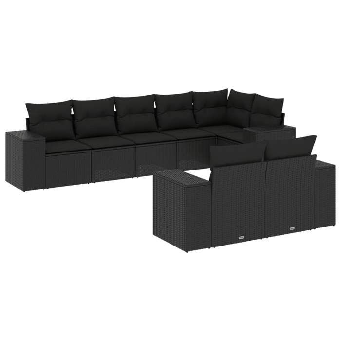 VidaXL Garden Lounge Set with Cushions 8 Pcs, Patio Sofas, Patio Furniture Set, Outdoor Furniture, Black 3222814