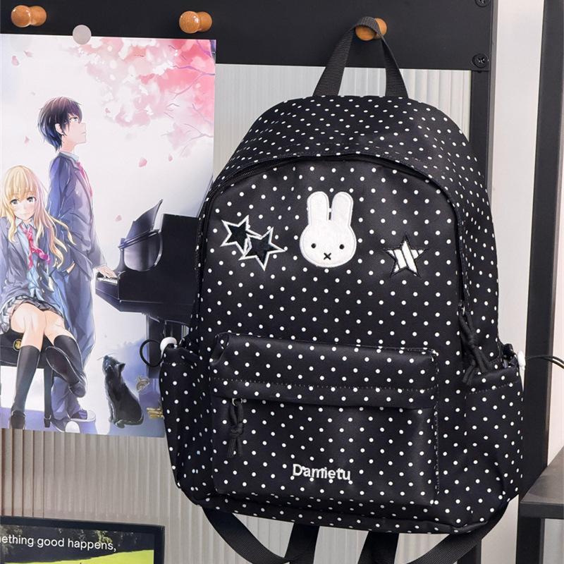 Schoolbag Korean Simple Cute Sweet Polka Dot Backpack High Value Campus Party Class Schoolbag Lightweight Backpack Tide