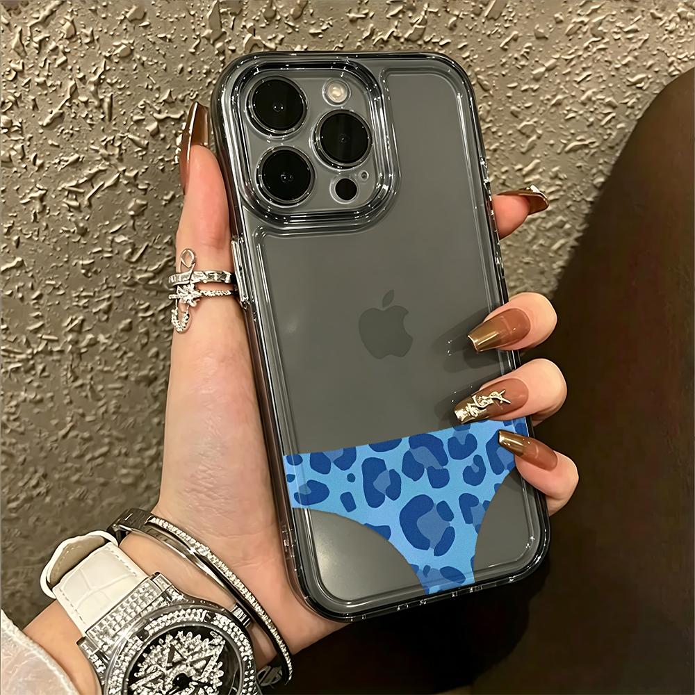 Blue Leopard Bikini Transparent Phone Case For Iphone 17E 16 16E 15 14 13 12 11 Pro Max 14 Plus 17 Air Cute Soft Case Cover
