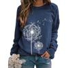 Herbst Frühling Damen Pullover T-Shirt Langarm Rundhals Oberteil Tee Löwenzahn Druck Basic Tunika Oberteil Lässige Blusen Sweatshirt