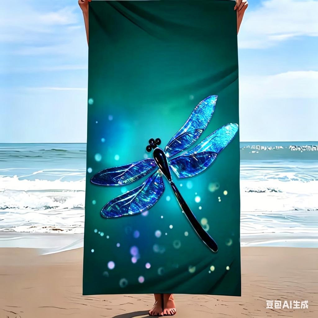 Sand-Free Tech Microfiber Beach Towel XL Dragonfly Print Quick Dry Super Absorbent Large Bath Sheet Giant Travel Blanket Rug
