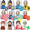MOC Medieval Knight Castle Figures Building Blocks Weapon Wolf Swordsmen Guard Bow Arrow Shield Flags Warhorse Toys Gifts S002