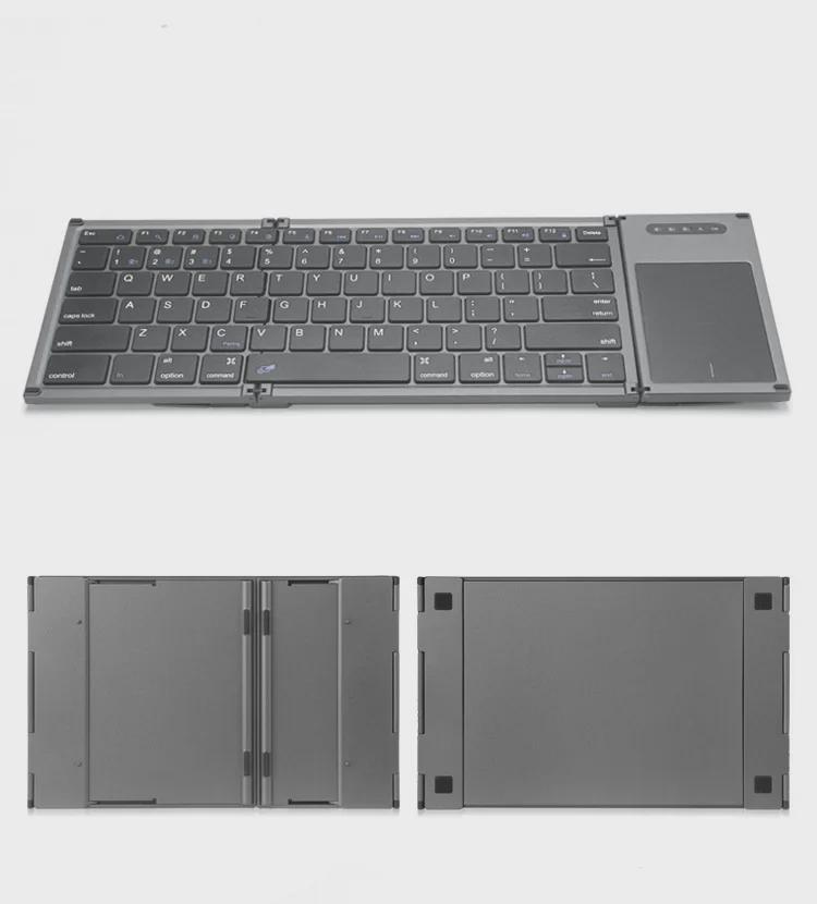 Tri-Fold Bluetooth Keyboard with Touchpad for Phones & Tablets
