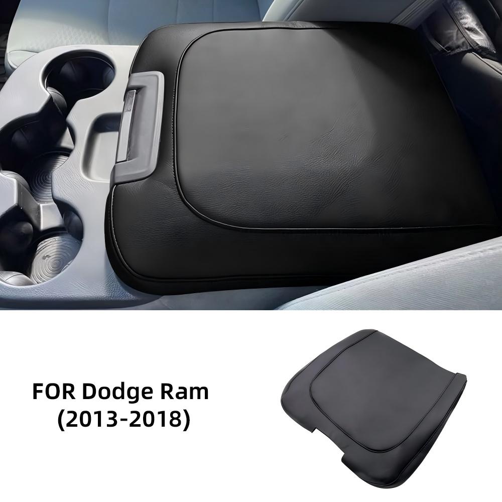 Leather Center Console Lid Armrest Cover for Dodge Ram 1500 2500 3500 2013-2018 Black Gray Interior Moulding One Size